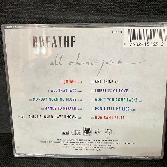 Vintage Breathe - “All That Jazz”- 1987- CD used - Picture 2 of 4